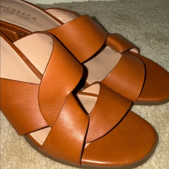 Messeca New York Women's Brown Slide Leather Thunder Sandals size 9.5 - Picture 4 of 14